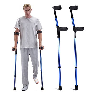 Aluminum Walking Forearm Crutches with Adjustable Height & Cuffs