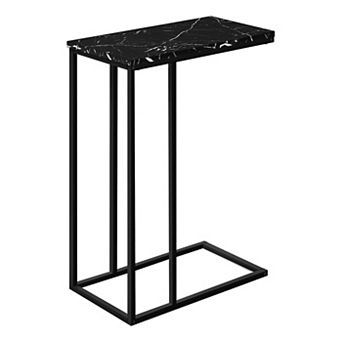 C-Shaped Black End Table, Modern Couch Side Snack Table for Living Room & Bedroom, Black Laminate