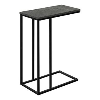 Black Laminate C-Shaped GREY End Table, Modern Couch Side Snack Table for Living Room & Bedroom