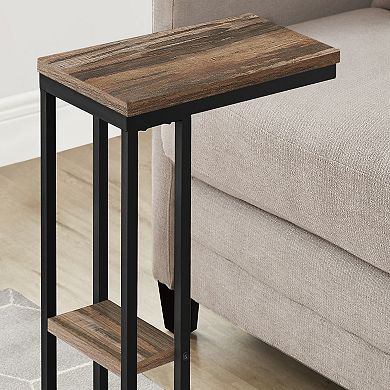 Black Metal, Contemporary, Modern C-shaped Table, End, Side, Snack, Living Room, Bedroom