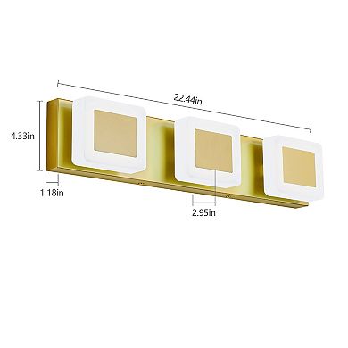 3-Light Modern Dimmable LED Acrylic Bathroom Vanity Light Over Mirror