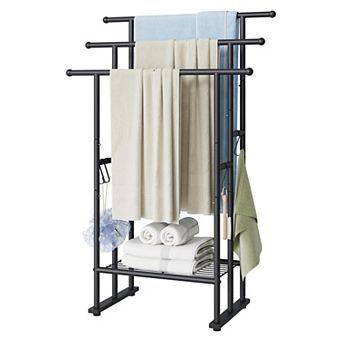 3 tier Freestanding Metal Towel Rack Matte Black 26L x 12.6W x 40H Inch 1 pc