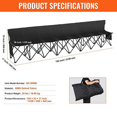 YIORTWO 8 Seat Portable Folding Sports Bench with Carry Bag