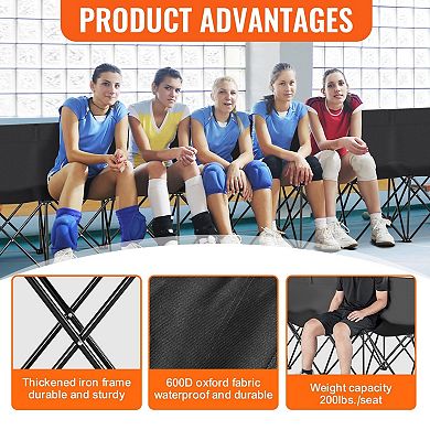 YIORTWO 8 Seat Portable Folding Sports Bench with Carry Bag