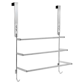3 tier Adjustable Over the Door Towel Rack 304 Stainless Steel Silver 17.71 to 29.52 Inch 1 pc