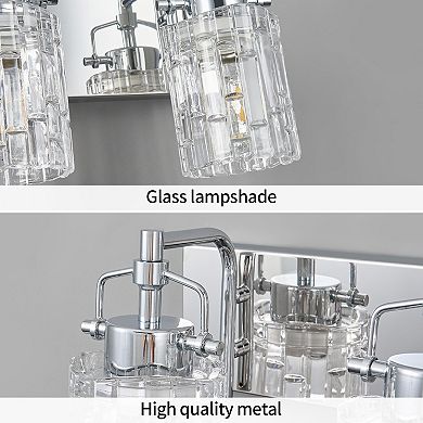 3-Light Modern Crystal Glass Vanity Wall Light Fixture