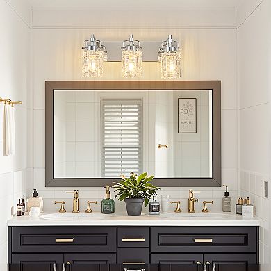 3-Light Modern Crystal Glass Vanity Wall Light Fixture