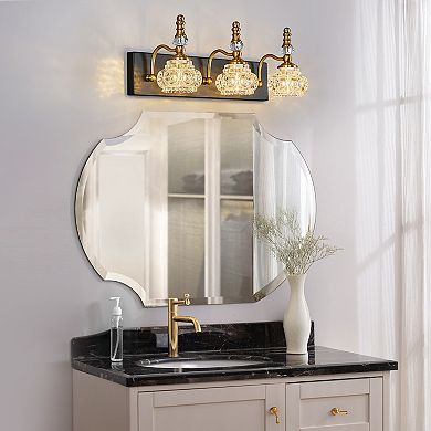 3-Light Vintage Crystal Glass Vanity Light Fixture