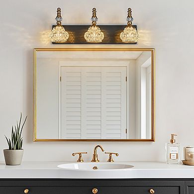 3-Light Vintage Crystal Glass Vanity Light Fixture