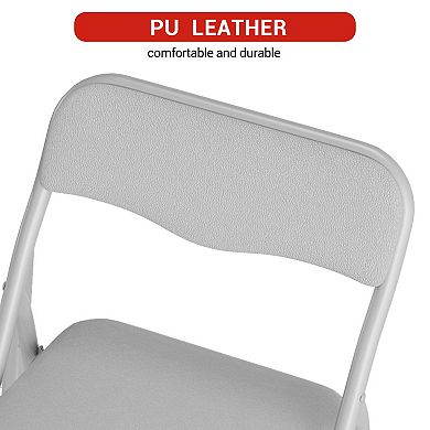 Folding Table and Chair Set, 3-Piece Compact Table With 2 Chairs, PU Surface