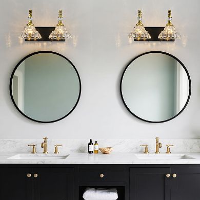 2-Light Vintage Flower Glass Vanity Light Fixture