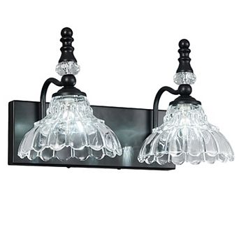 2-Light Vintage Flower Glass Vanity Light Fixture