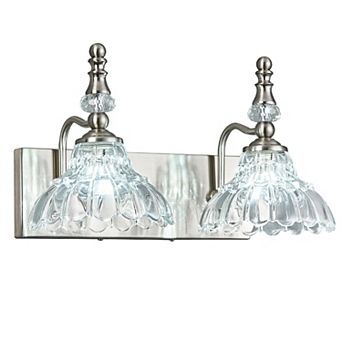 ZLAIQB 2-Light Chrome Vintage Glass Bathroom Wall Sconce
