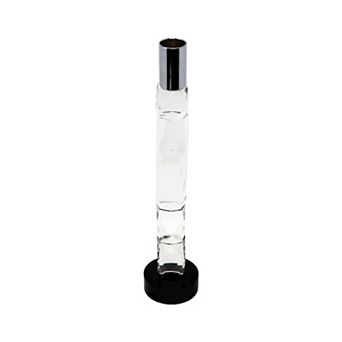 HomeRoots 11" Silver Clear And Black Crystal Tabletop Taper Candlestick