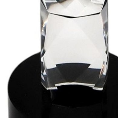 HomeRoots 11" Silver Clear And Black Crystal Tabletop Taper Candlestick