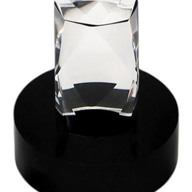 HomeRoots 11" Silver Clear And Black Crystal Tabletop Taper Candlestick