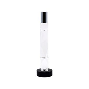 HomeRoots 10" Silver Clear And Black Faceted Crystal Tabletop Taper Candlestick