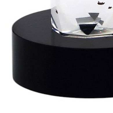 HomeRoots 10" Silver Clear And Black Faceted Crystal Tabletop Taper Candlestick