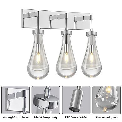 3-Light Modern Crystal Raindrop Wall Sconce Vanity Light