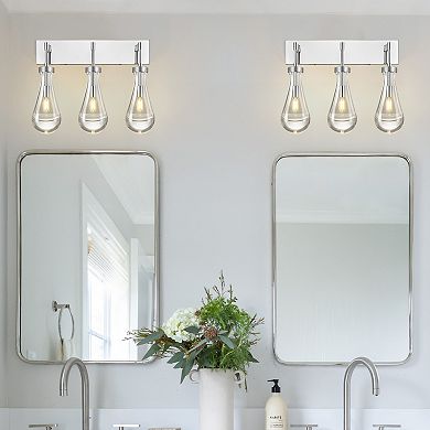 3-Light Modern Crystal Raindrop Wall Sconce Vanity Light