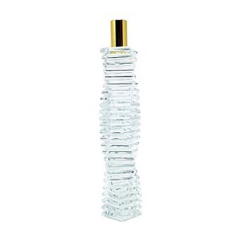 HomeRoots 12" Clear And Gold Twisted Crystal Tabletop Taper Candlestick