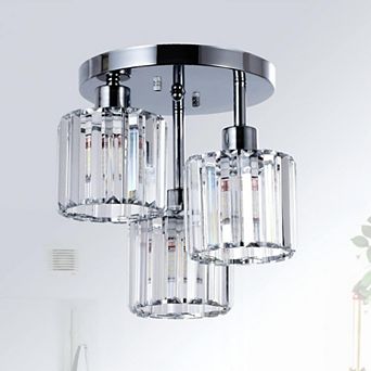 3-Light Crystal Semi Flush Mount Ceiling Light