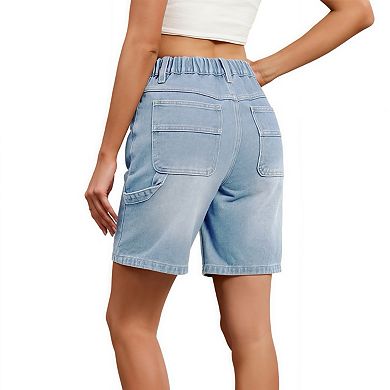 Women's Washed Denim Bermuda Shorts Casual Fashion Shorts