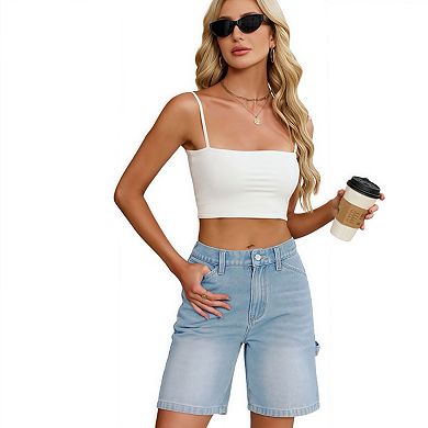 Women's Washed Denim Bermuda Shorts Casual Fashion Shorts