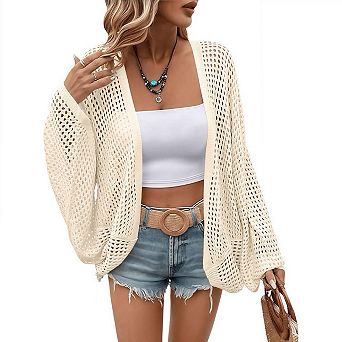 Women's Oversized Summer Cardigan Lightweight Sweater Crochet Cover Up