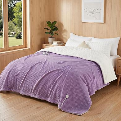 Waffle Flannel Heated Electric Blanket With Dual Control, 4 Heat Settings, Auto Off