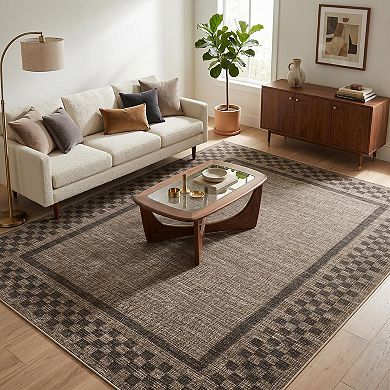 Fashionwu Solid Soft Rug Modern Border Floor Carpet for Living Room Washable Non Slip Foldable Mats