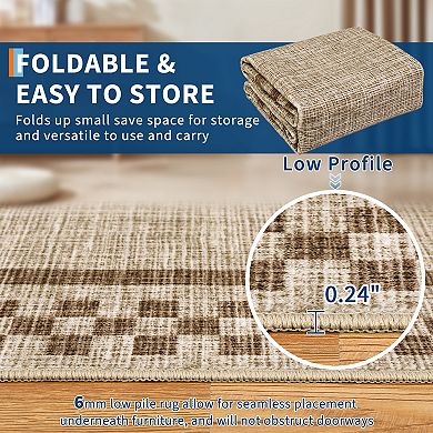 Fashionwu Solid Soft Rug Modern Border Floor Carpet for Living Room Washable Non Slip Foldable Mats