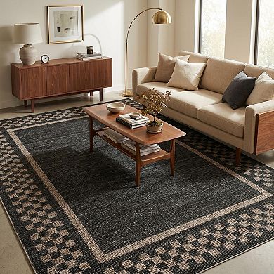 Fashionwu Solid Soft Rug Modern Border Floor Carpet for Living Room Washable Non Slip Foldable Mats