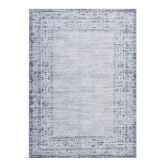 Fashionwu Vintage Distressed Bordered Rug Soft Carpet Washable Non Slip Mats for Farmhouse Decor
