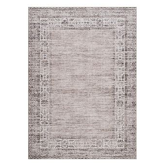 Fashionwu Vintage Distressed Bordered Rug Soft Carpet Washable Non Slip Mats for Farmhouse Decor