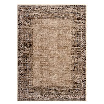 Fashionwu Vintage Distressed Bordered Rug Soft Carpet Washable Non Slip Mats for Farmhouse Decor