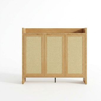 Rattan Shoe Cabinet Farmhouse Style with Adjustable Shelves for Entryway,Hallway, Living Room
