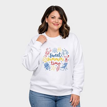 Sweet Summer Time Nautical - Women's Plus Sized Graphic Sweatshirt