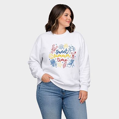 Sweet Summer Time Nautical - Women's Plus Sized Graphic Sweatshirt