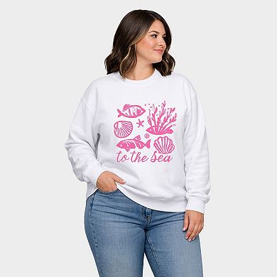 To The Sea Creatures - Women's Plus Sized Graphic Sweatshirt
