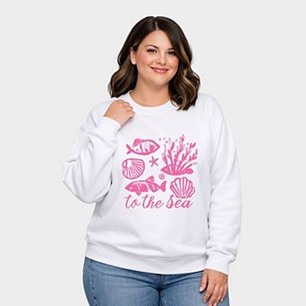 To The Sea Creatures - Women's Plus Sized Graphic Sweatshirt