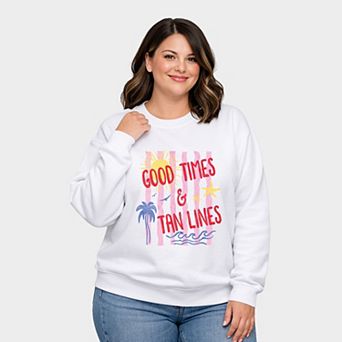Good Times & Tan Lines Stripes - Women's Plus Sized Graphic Sweatshirt