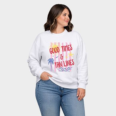 Good Times & Tan Lines Stripes - Women's Plus Sized Graphic Sweatshirt