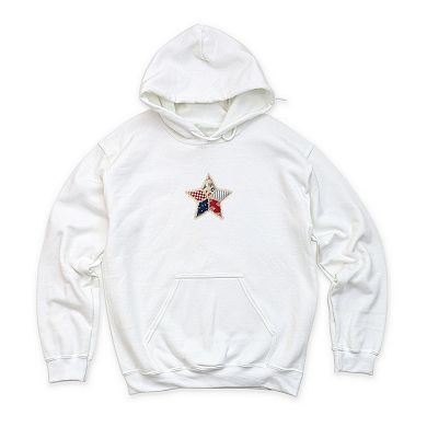 Patriotic Star Faux Patchwork Print - Women's Graphic Hoodie
