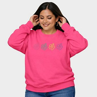 Embroidered Hibiscus Flowers - Women's Plus Sized Graphic Sweatshirt