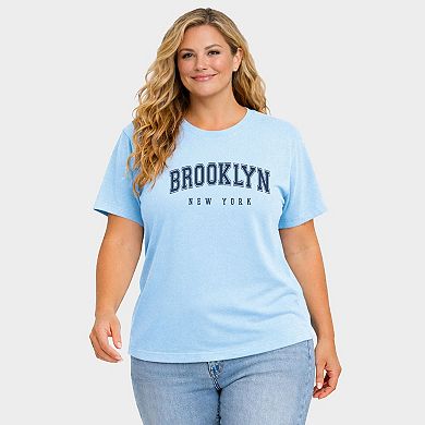 Brooklyn New York - Women's Plus Sized Garment Dyed Graphic T-Shirt