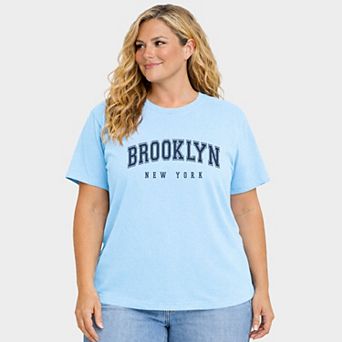 Brooklyn New York - Women's Plus Sized Garment Dyed Graphic T-Shirt