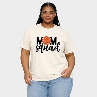 Mom Squad Basketball - Women's Plus Sized Garment Dyed Graphic T-Shirt