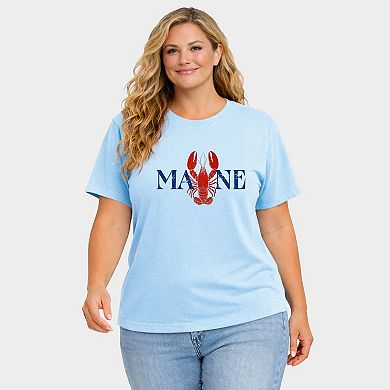 Maine Lobster - Women's Plus Sized Garment Dyed Graphic T-Shirt