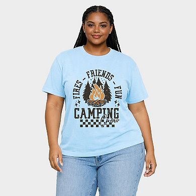 Fires Friends Fun - Women's Plus Sized Garment Dyed Graphic T-Shirt